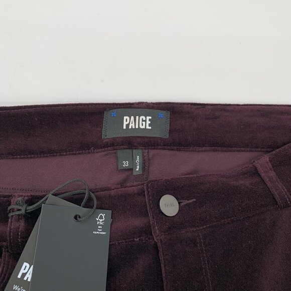Paige Claudine high waist flared velvet jeans pants ankle new Black Cherry 33 16 - Picture 5 of 5